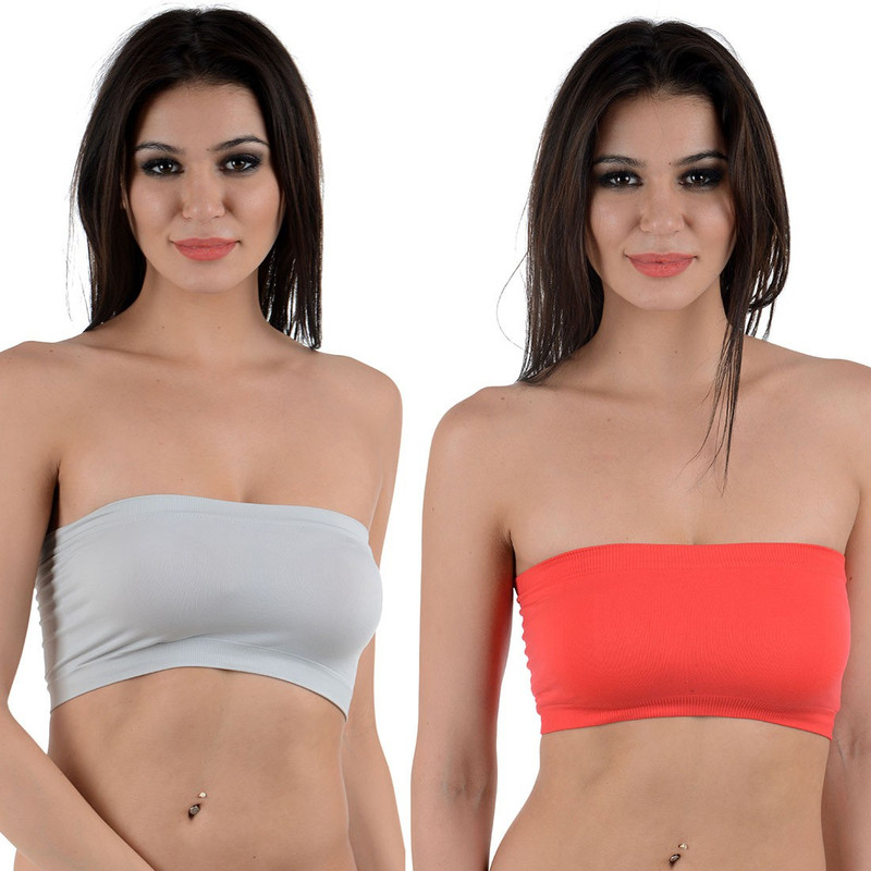 Stylish Me Tube Bra Women Tube Lightly Padded Bra(Red, Grey)
