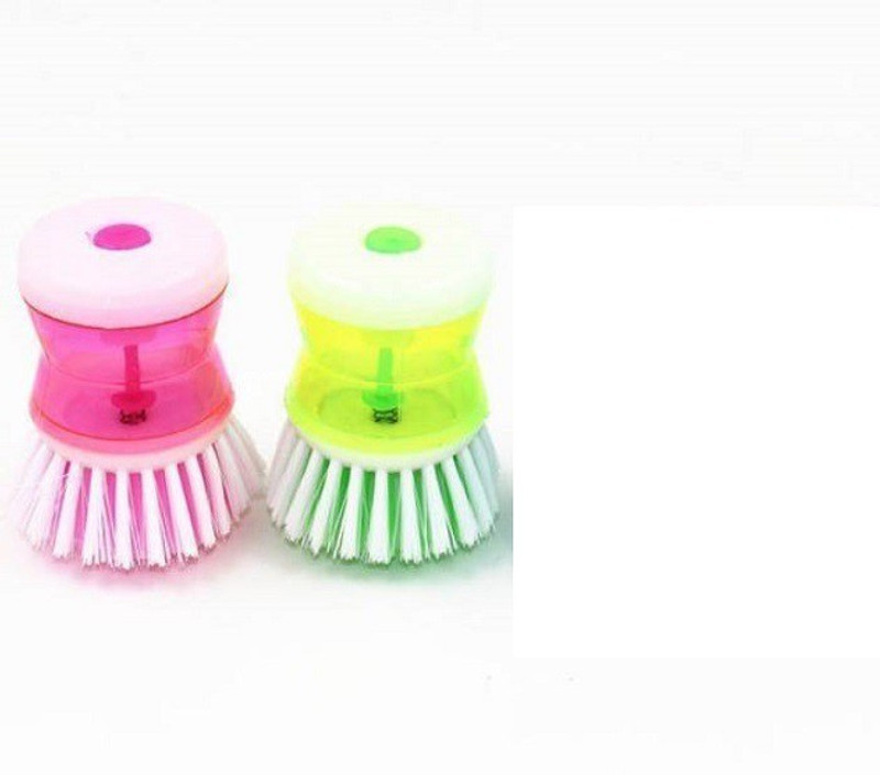 bajrang Dish / washbasin plastic cleaning brush with self liquid soap dispenser (02 pcs.) Cleaning Brush
