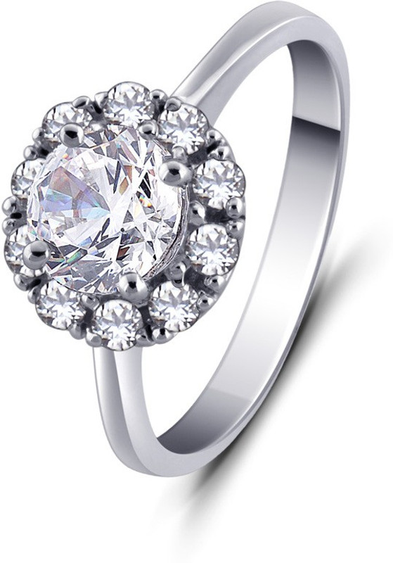 BALZO Prodigious Floral Ring Silver Cubic Zirconia Rhodium Plated Ring