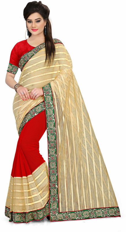 Sonu Creation Embroidered Bollywood Cotton Blend, Poly Georgette Saree(Multicolor)