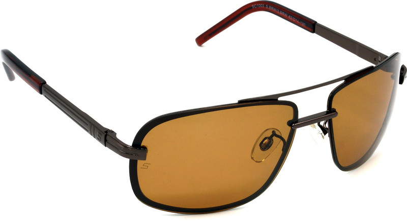 Hrinkar Rectangular, Wrap-around Sunglasses(Brown)