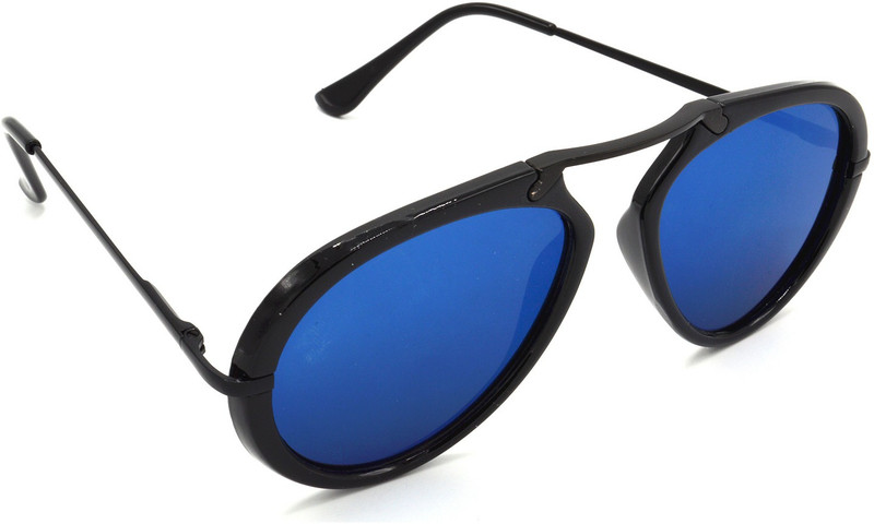 Hrinkar Wrap-around, Aviator Sunglasses(Blue)