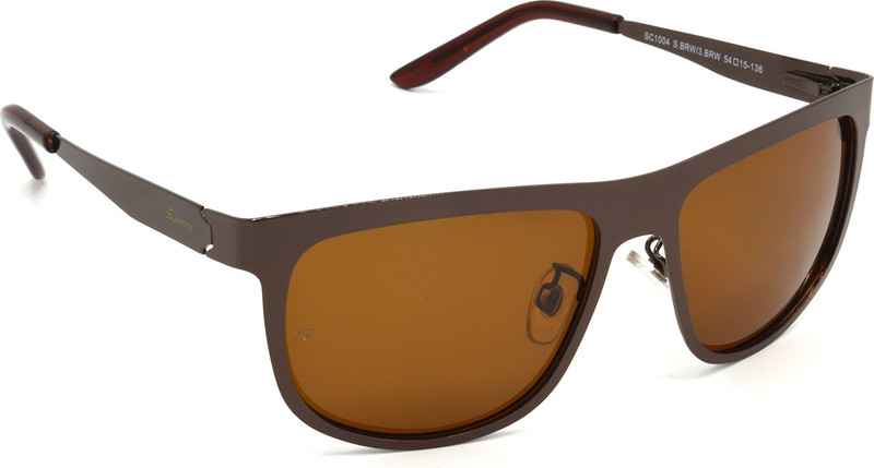 Hrinkar Retro Square, Wrap-around Sunglasses(Brown)