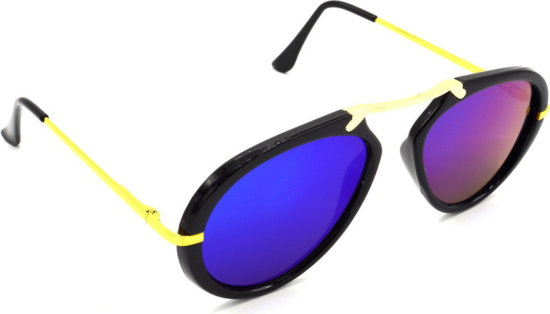 Hrinkar Wrap-around, Aviator Sunglasses(Blue, Pink)