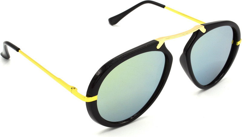 Hrinkar Wrap-around, Aviator Sunglasses(Silver, Golden)