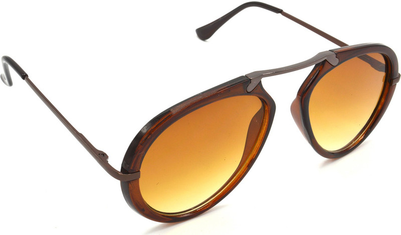Hrinkar Wrap-around, Aviator Sunglasses(Brown, Clear)