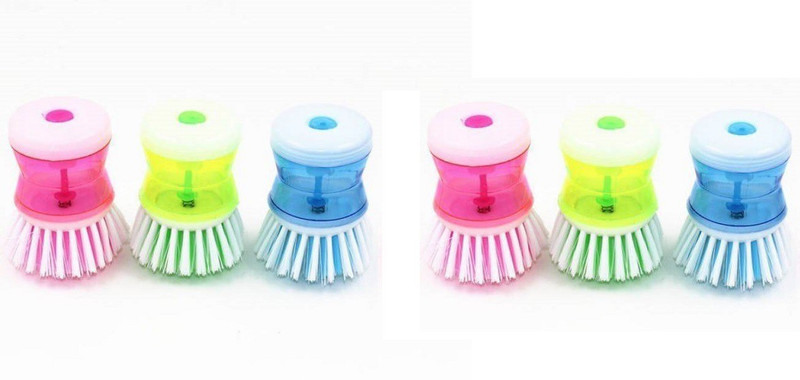 bajrang Dish / washbasin plastic cleaning brush with self liquid soap dispenser (06 pcs.) Cleaning Brush