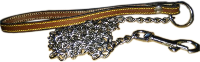 Skora 100% genuine Leather Leash chain (PUPPY) 160 cm Dog & Cat Martingale Leash(Brown, Silver)