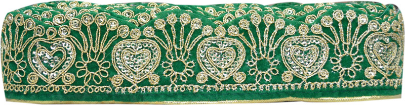 N J Laces Dill Kerry_48 Velvet and Zari Saree Falls(Green, Silver, Gold)