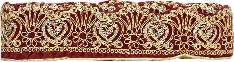 N J Laces Dill Kerry_45 Velvet and Zari Saree Falls(Brown, Silver, Gold)