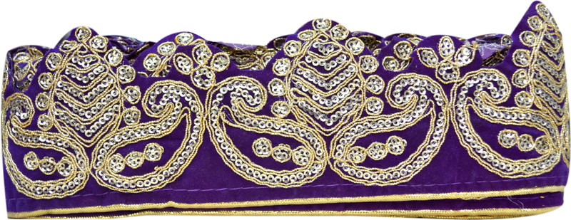 N J Laces deepak Kerry_53 Velvet and Zari Saree Falls(Purple, Silver, Gold)