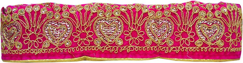 N J Laces Dill Kerry_49 Velvet and Zari Saree Falls(Pink, Silver, Gold)