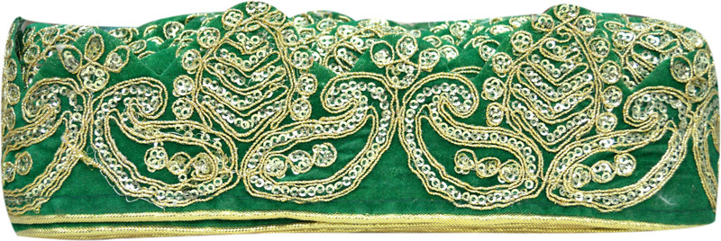 N J Laces Deepak kerry_43 Velvet and Zari Saree Falls(Green, Silver, Gold)