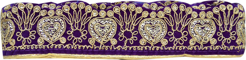 N J Laces Dill Kerry_50 Velvet and Zari Saree Falls(Purple, Silver, Gold)
