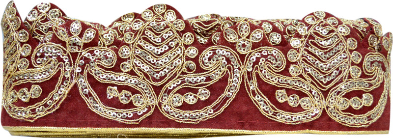 N J Laces Deepak Kerry_52 Velvet and Zari Saree Falls(Brown, Silver, Gold)