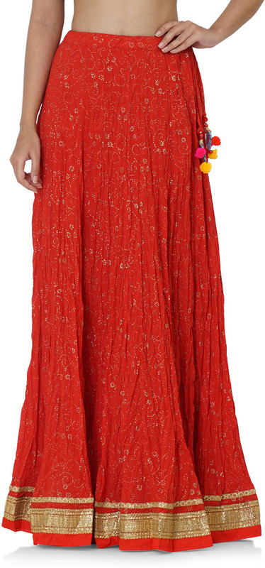Goldy's Nest Solid Women Regular Red Skirt