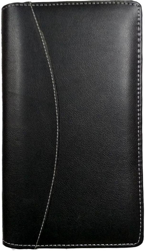 kittu Leather Check book holder(Set Of 1, Black)