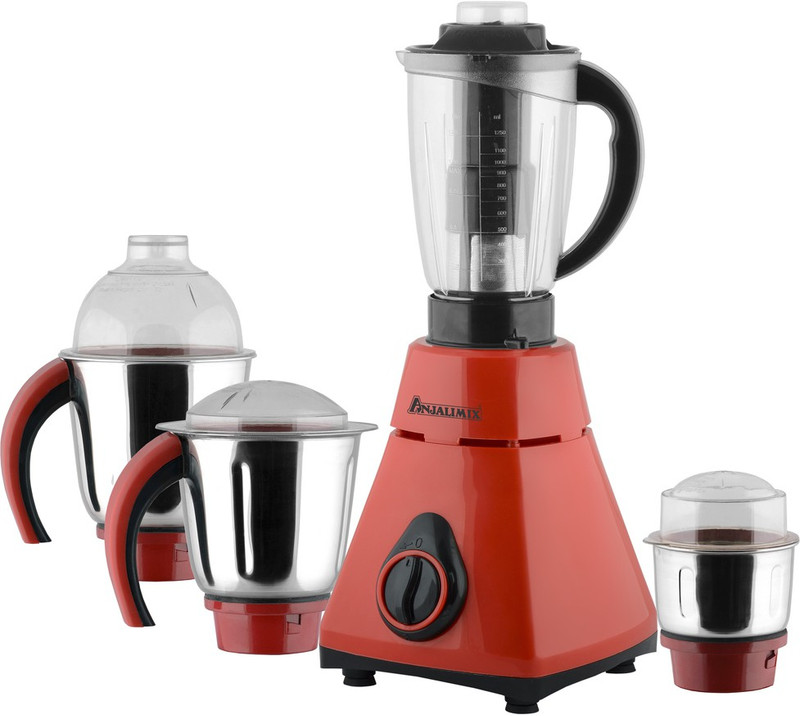 Anjalimix amurared4jar750 Amura red 750 Watts 4 Jars 750 W Mixer Grinder(Red, 4 Jars)