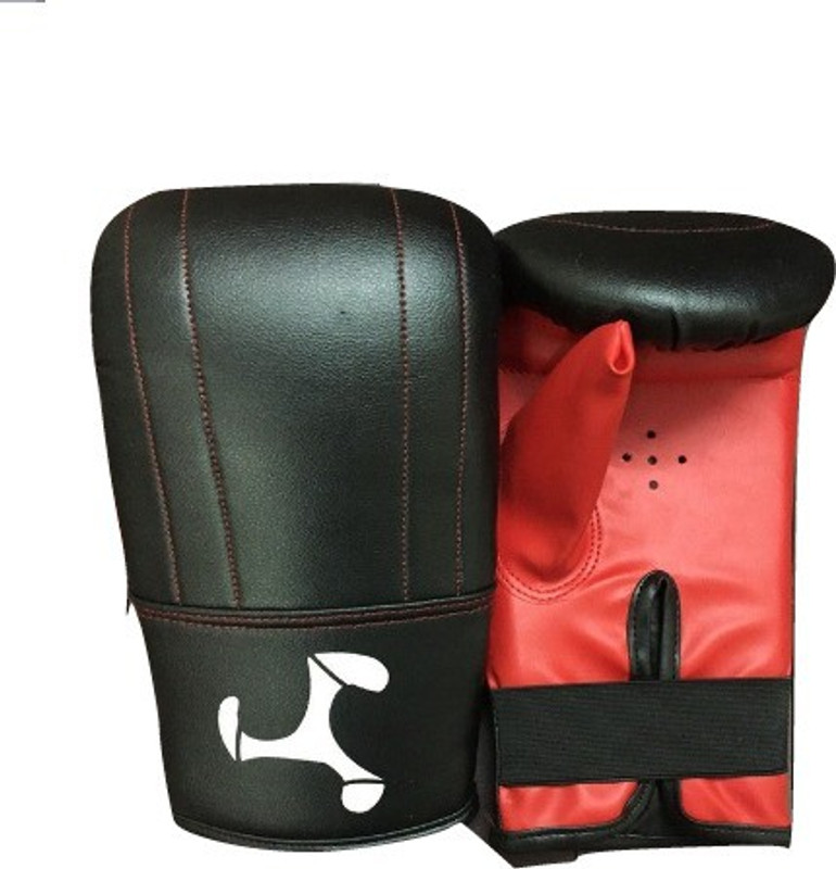 le buckle Straight Mitts Gloves Boxing Gloves(Black, Red)
