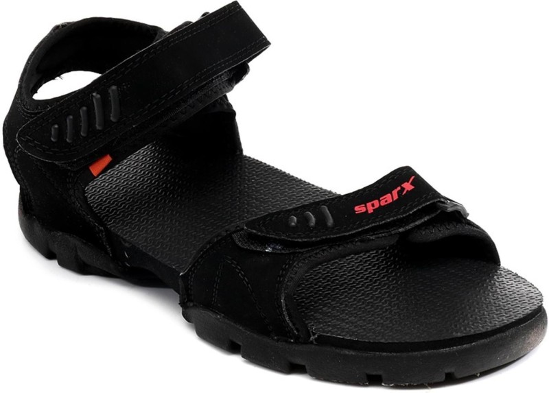 sparx black sandals