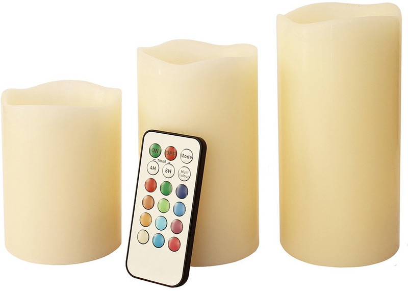 komfort Color Changing Candles with Remote Control (Set of 3pc) Candle(Multicolor, Pack of 3)