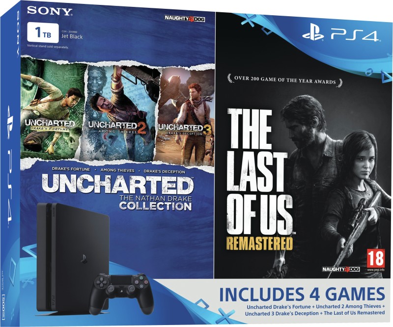View Sony PlayStation 4 (PS4) Slim 1 TB with The Last of Us and Uncharted Collection Gaming Console exclusive Offer Online(Electronics)