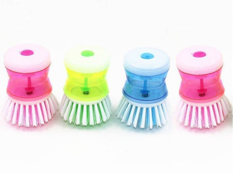 bajrang Dish / washbasin plastic cleaning brush with self liquid soap dispenser (04 pcs.) Cleaning Brush