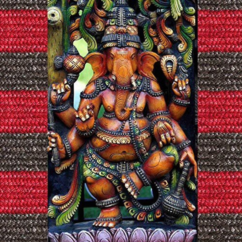 highondesign Lord Ganesh Wall Decor Canvas Painting Canvas 36 inch x 36 inch Painting