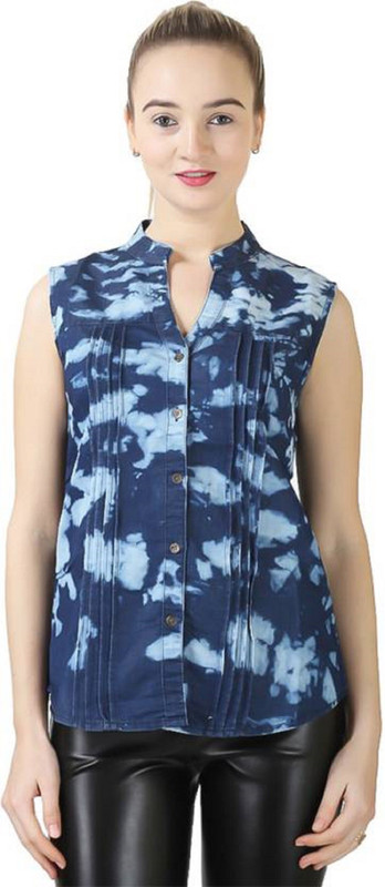 Trendyfrog Casual Sleeveless Stylised Women Blue Top