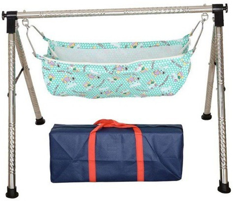 Future market Indian Style Fully Folding Stainless Steel Ghodiyu (Baby Cradle)(Silver)