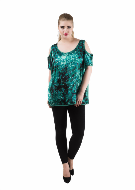 Qurvii Casual Short Sleeve Printed Women Green Top