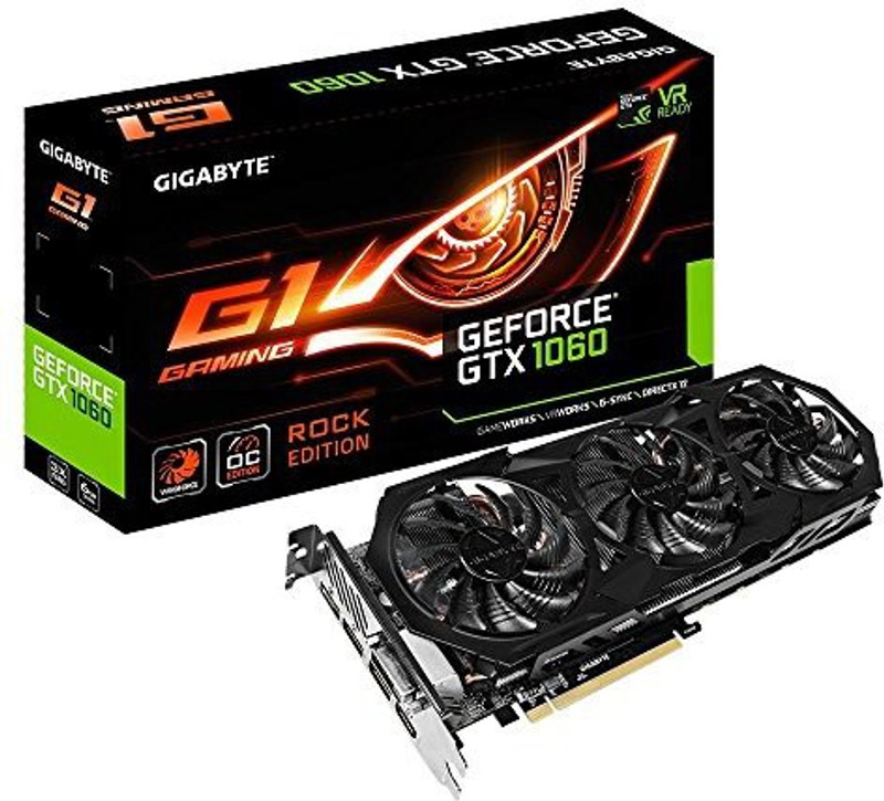 Gigabyte NVIDIA Gigabyte GV-N1060G1 ROCK-6GD GeForce GTX Graphic Cards 6 GB GDDR5 Graphics Card(Black)