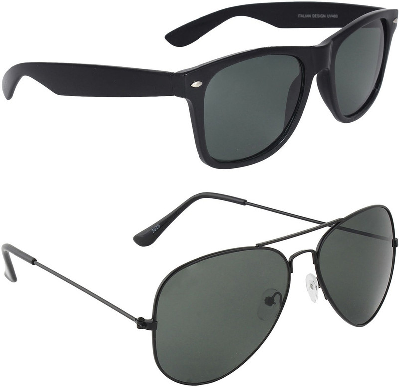 Zyaden Wayfarer Sunglasses(Black, Black)