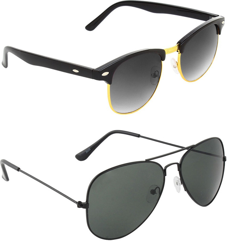 Zyaden Clubmaster Sunglasses(Black, Black)