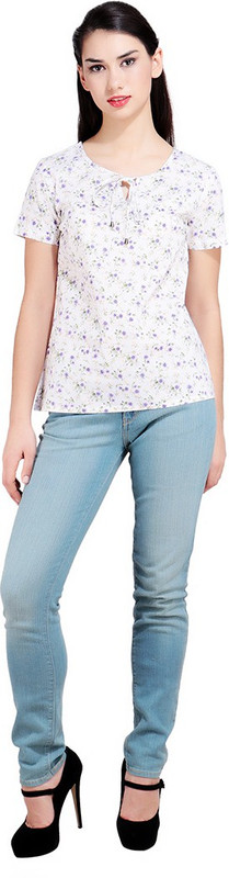 Curvy Q Casual Half Sleeve Floral Print Women Purple Top