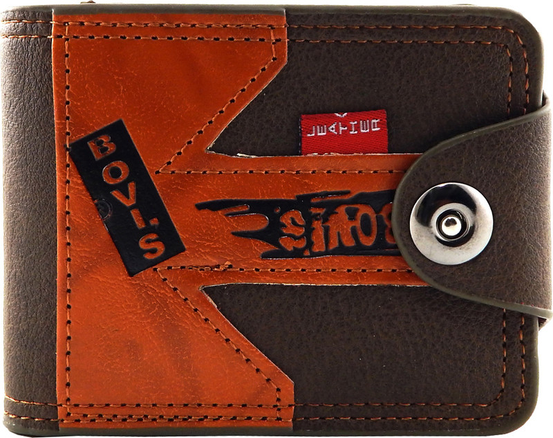 Bovis Men Grey, Tan Genuine Leather, Fabric Wallet(12 Card Slots)