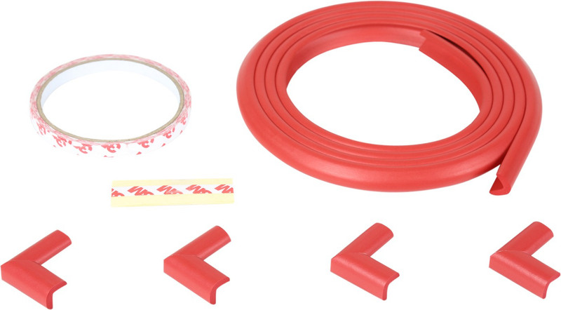 Safe-O-Kid Unique, High Density, L-Shaped 2 mtr long Mini 1 Edge Guard with 4 Corner Cushions(Red)
