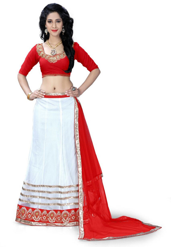 TanuFashion Embroidered Semi Stitched Lehenga Choli(Multicolor)