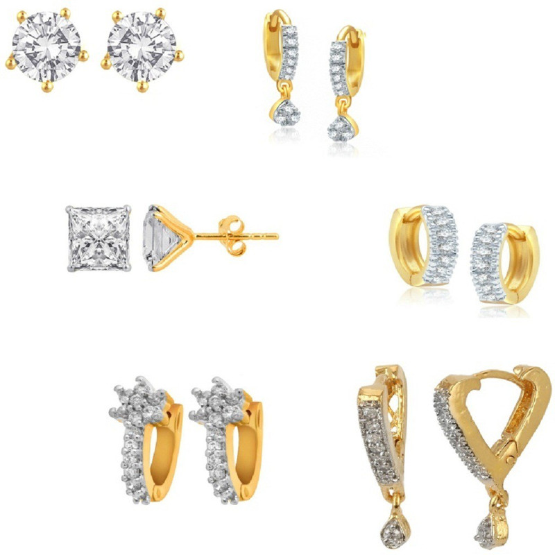 renaissance traders fz combo-6 earrings(2) Crystal, Diamond Metal Earring Set