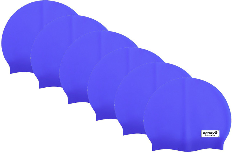 DeNovo DeNovo (Set of 6) Ecnomical Set of Silicone Swimming Caps (Blue) Swimming Cap(Blue, Pack of 6)
