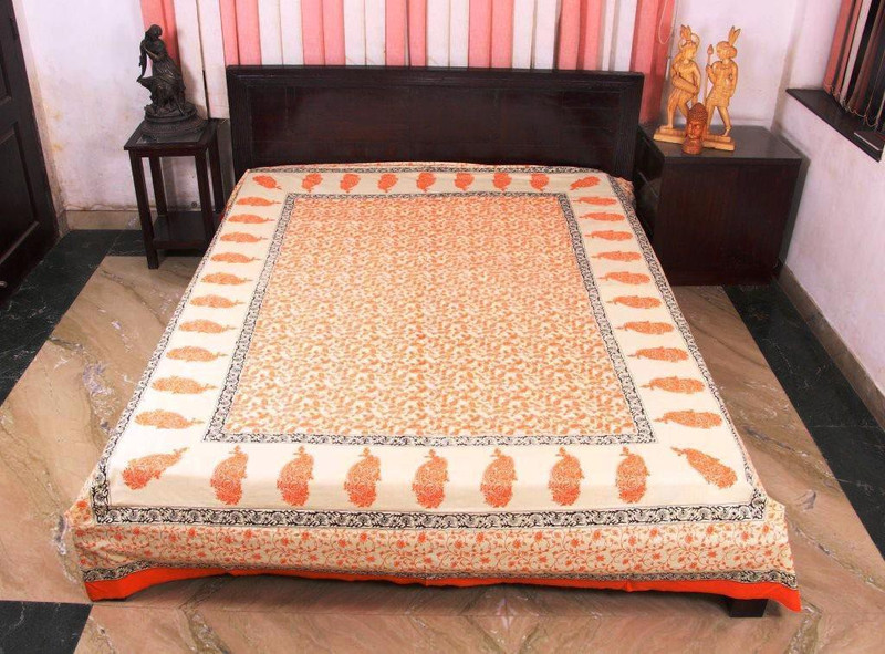 jaipur cotex 250 TC Cotton Double Printed Bedsheet(Pack of 1, Pink)