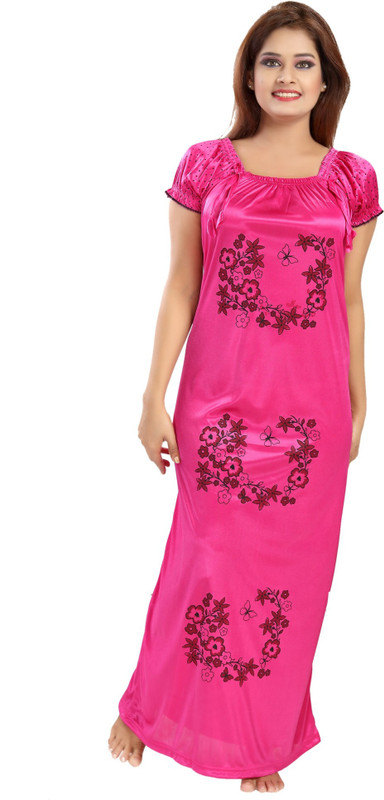 Shopping World Women Nighty(Maroon, Pink)