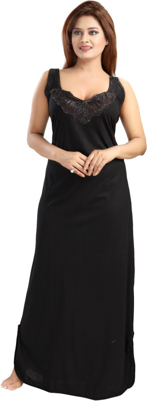 Shopping World Women Nighty(Black)