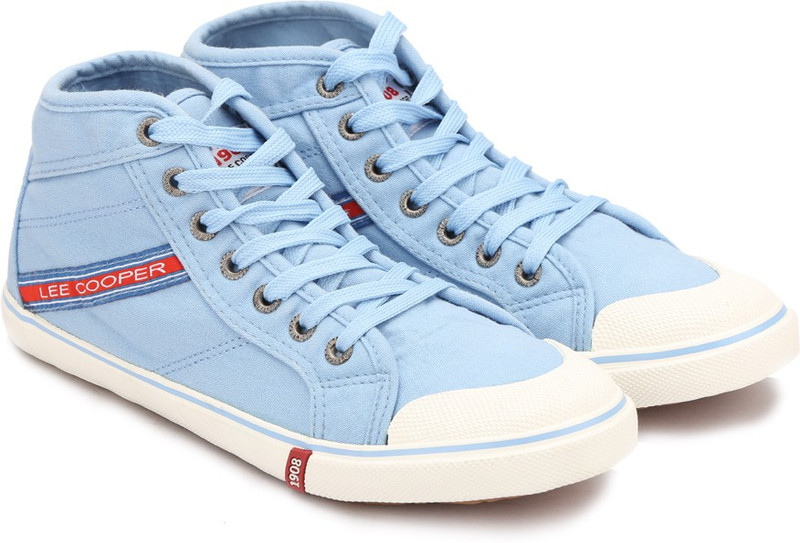 Lee Cooper Canvas Mid Ankle Sneakers For Women(Blue)
