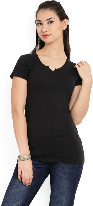 Jealous Printed Women Scoop Neck Black T-Shirt