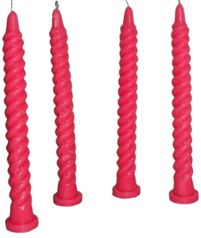 madhulica PINK PILLER CANDLES Candle(Pink, Pack of 4)