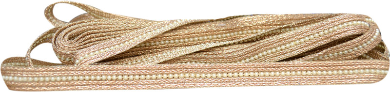 N J Laces Moti Design Lace_61 Cotton Blend Saree Falls(Gold, White)