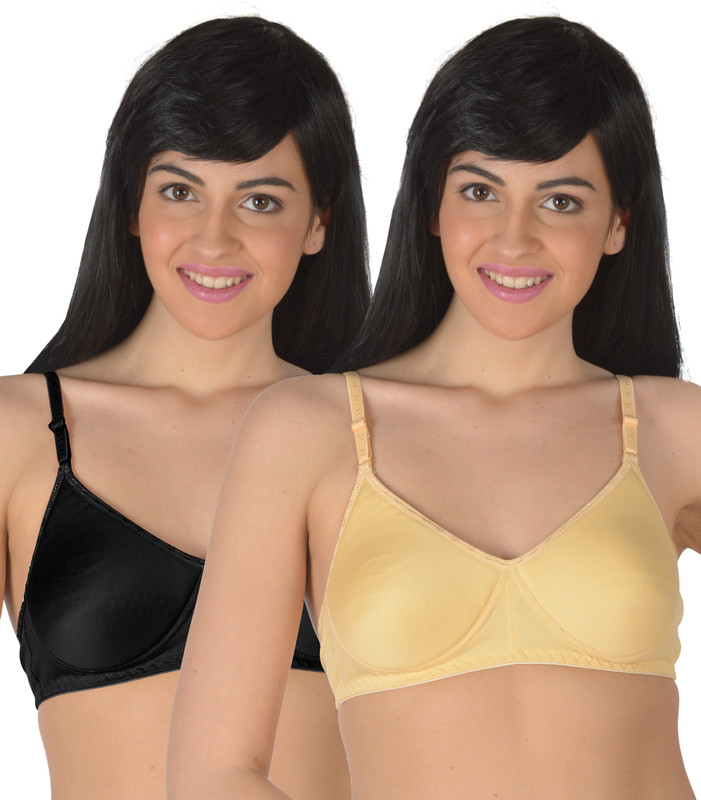 Selfcare New Collection Women T-Shirt Lightly Padded Bra(Black, Beige)