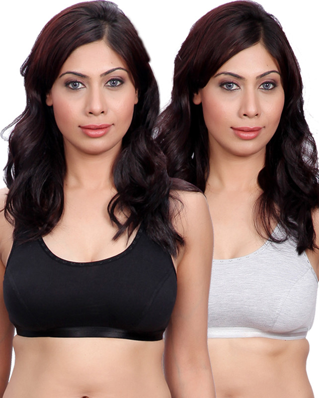 Selfcare Gym Women Sports Non Padded Bra(Black, Grey)