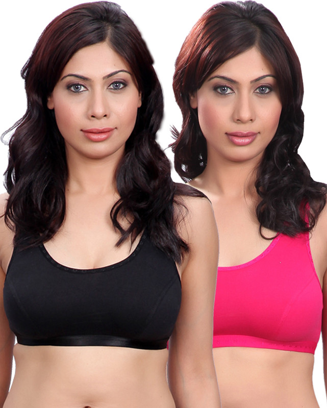 Selfcare Gym Women Sports Non Padded Bra(Black, Pink)